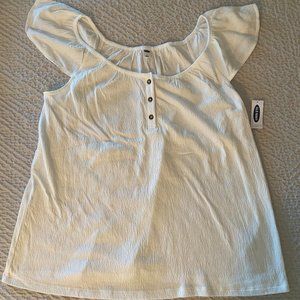Ruffled Short Sleeve Linen Top - NWT